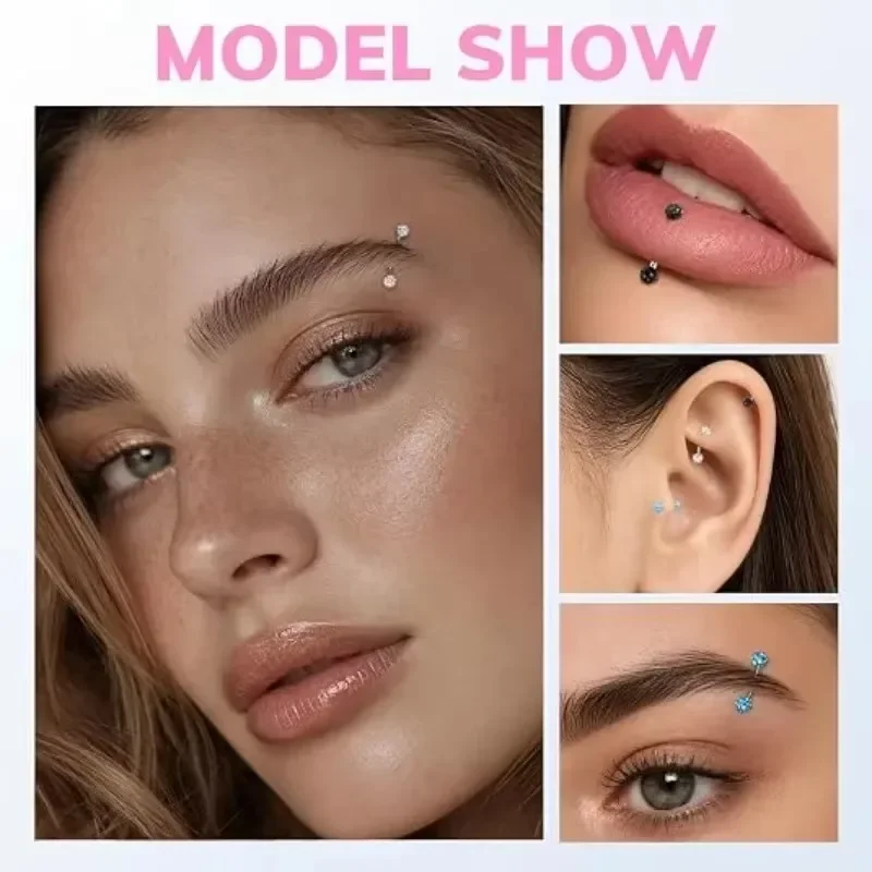 6Pairs 16G Piercing Jewelry Ro - Body Jewelry Surgical Steel recension och pris